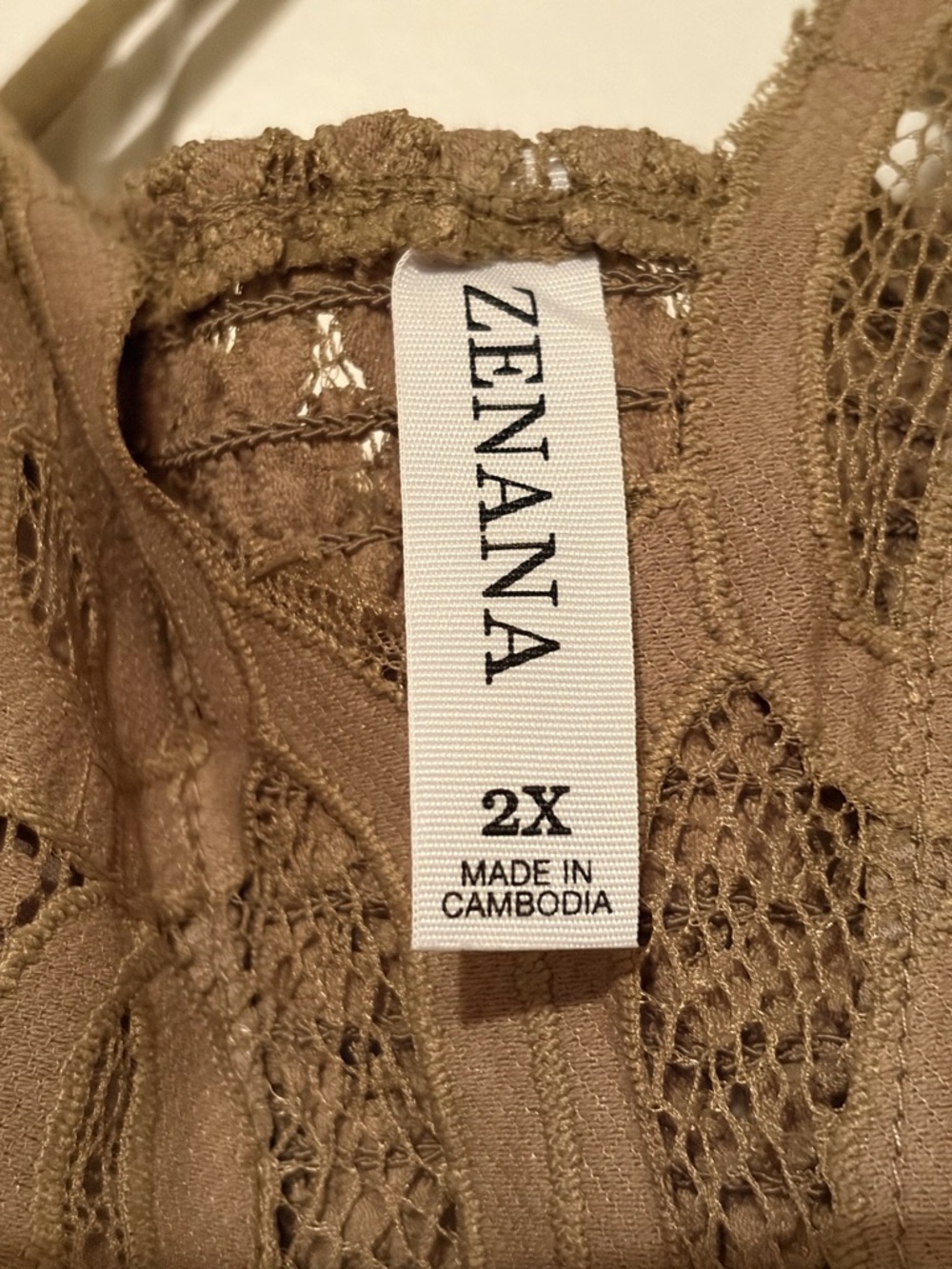 Zenana Outfitters Lace Tank Top in Olive - Picture 3 of 3